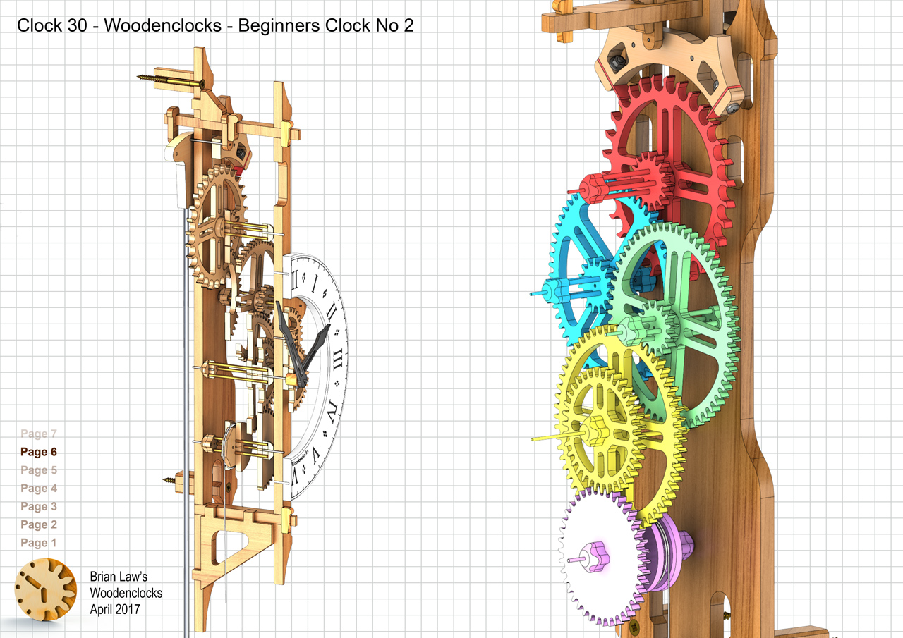 Clock 7 it is an in-line gear train - Brian Law's Woodenclocks