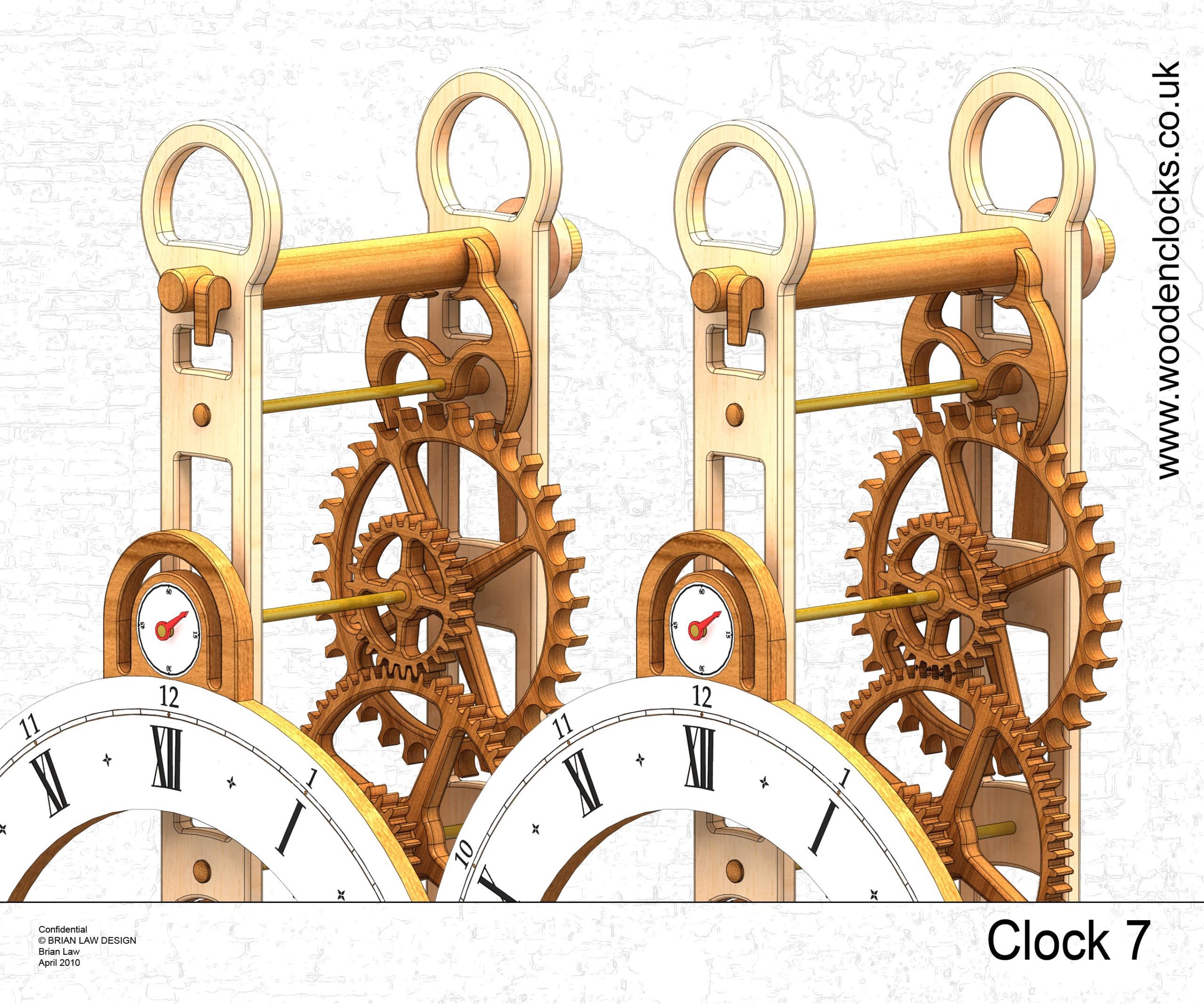 Clock 7 it is an in-line gear train - Brian Law's Woodenclocks